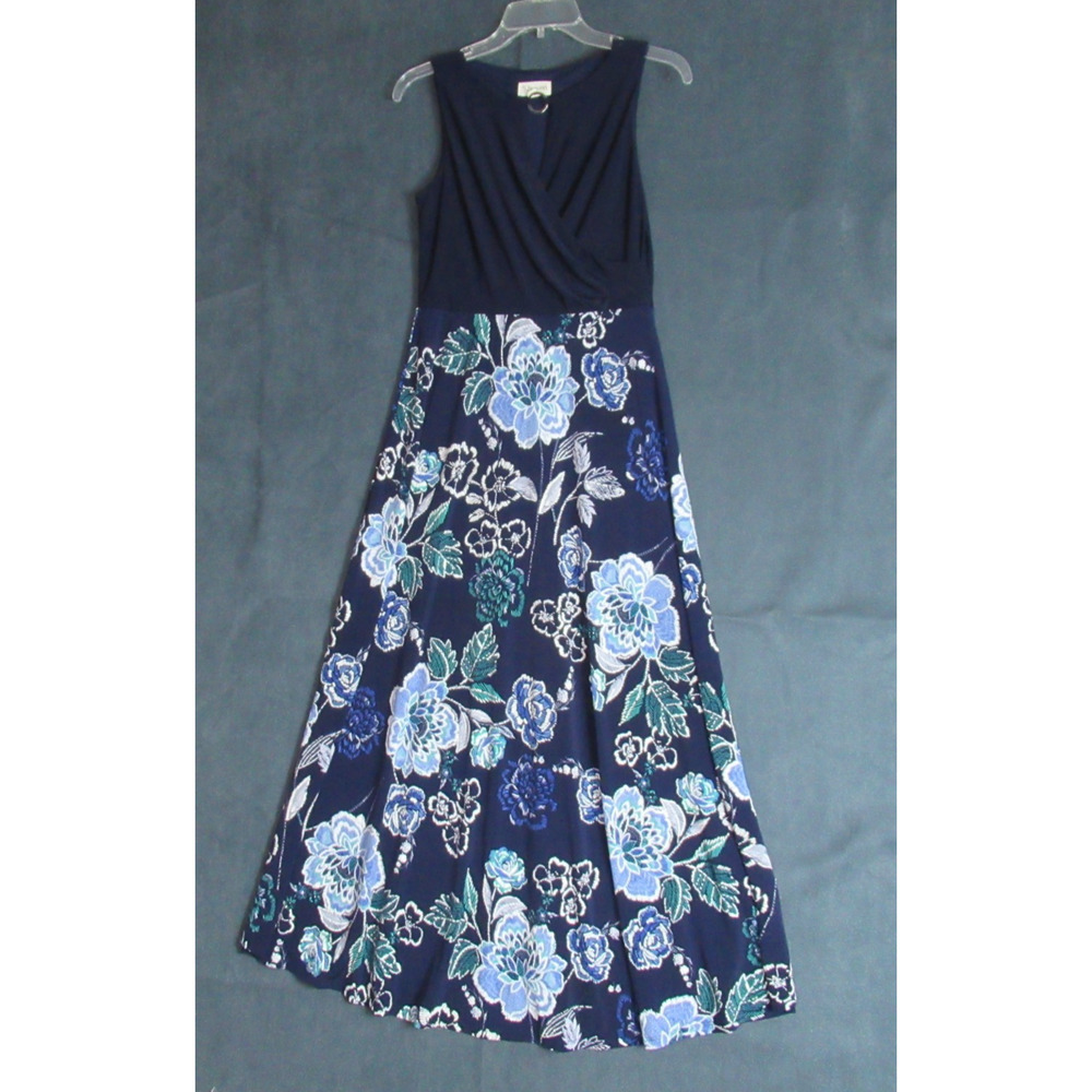 52Seven Dress Women Large Blue Floral Sleeveless Boho Country Rich Girl Vacation